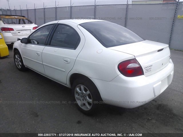 1B3ES56CX5D171886 - 2005 DODGE NEON SXT WHITE photo 3