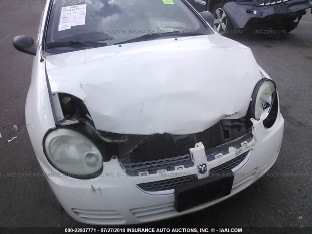 1B3ES56CX5D171886 - 2005 DODGE NEON SXT WHITE photo 6