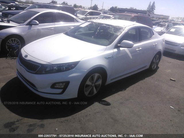 KNAGN4AD3E5076487 - 2014 KIA OPTIMA HYBRID WHITE photo 2