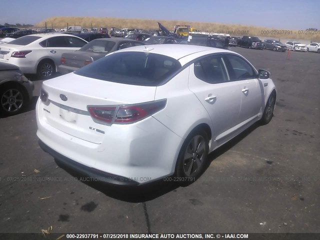 KNAGN4AD3E5076487 - 2014 KIA OPTIMA HYBRID WHITE photo 4