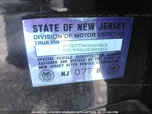 1G1ZK577794191545 - 2009 CHEVROLET MALIBU LTZ 黑色 照片 9