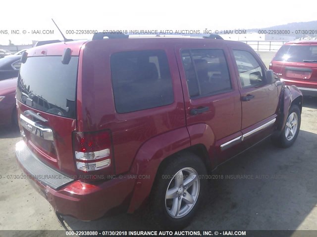 1J8GN58K49W548301 - 2009 JEEP LIBERTY LIMITED RED photo 4