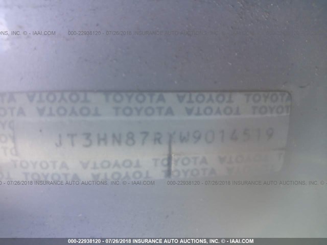 JT3HN87RXW9014519 - 1998 TOYOTA 4RUNNER LIMITED SILVER photo 9