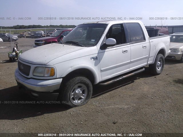 1FTRW08L91KD87884 - 2001 FORD F150 SUPERCREW WHITE photo 2