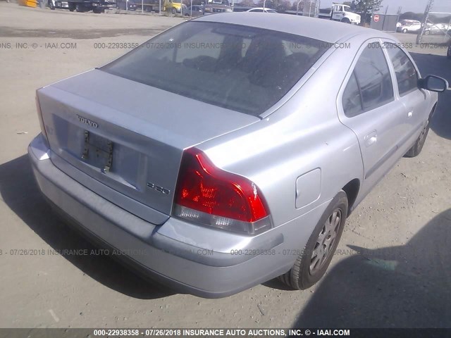 YV1RS61N312002369 - 2001 VOLVO S60 SILVER photo 4