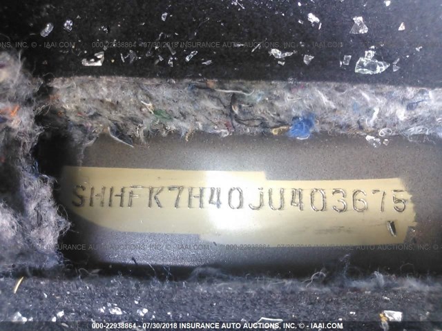 SHHFK7H40JU403675 - 2018 HONDA CIVIC SPORT 黑色 照片 9