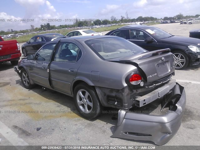 JN1CA31D81T841144 - 2001 NISSAN MAXIMA GXE/SE/GLE/20TH ANNIV GRAY photo 3