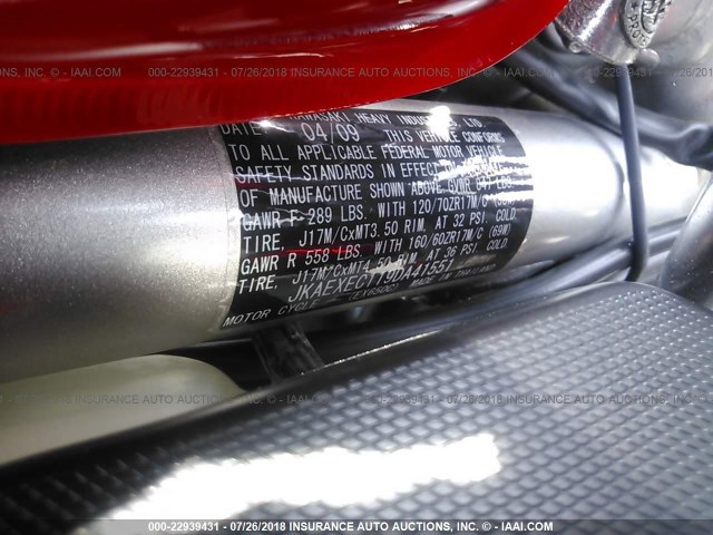 JKAEXEC119DA41551 - 2009 KAWASAKI EX650 C 红色 照片 10