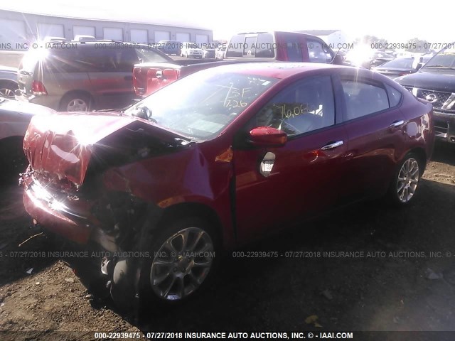 1C3CDFCH5DD299333 - 2013 DODGE DART LIMITED/R/T RED photo 2