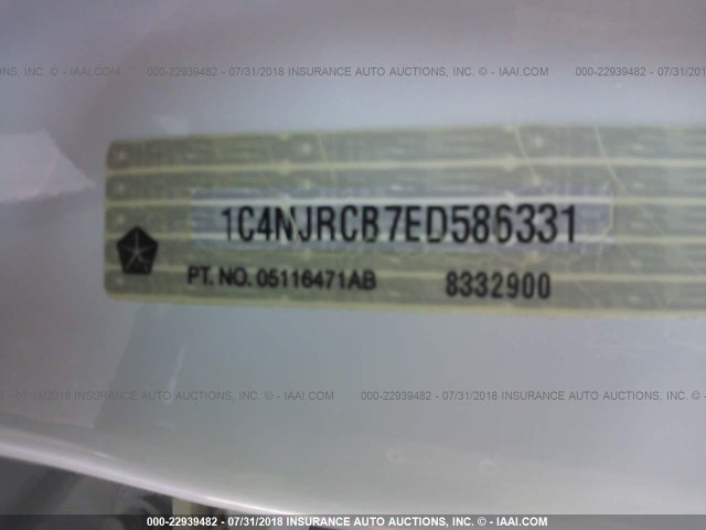 1C4NJRCB7ED586331 - 2014 JEEP PATRIOT LIMITED WHITE photo 9