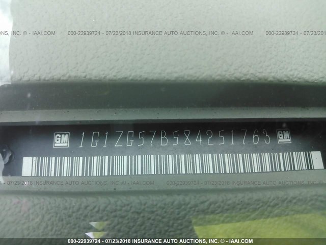 1G1ZG57B584251763 - 2008 CHEVROLET MALIBU LS BLUE photo 9