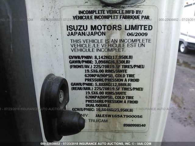 JALE5W165A7900056 - 2010 ISUZU NQR Unknown photo 10