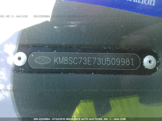 KM8SC73E73U509981 - 2003 HYUNDAI SANTA FE GLS AWD BLACK photo 9