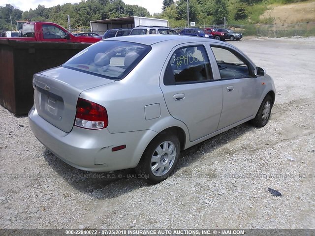 KL1TJ52654B168176 - 2004 CHEVROLET AVEO LS SILVER photo 4