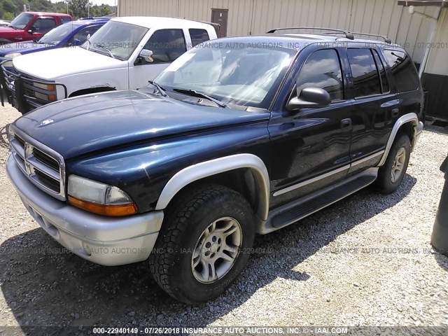 1D4HS58N03F540348 - 2003 DODGE DURANGO SLT PLUS BLUE photo 2