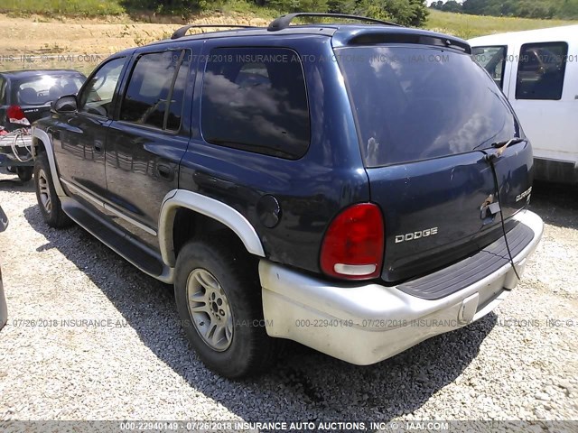 1D4HS58N03F540348 - 2003 DODGE DURANGO SLT PLUS BLUE photo 3