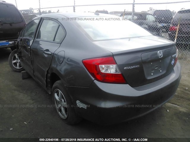 19XFB5F54CE002270 - 2012 HONDA CIVIC NATURAL GAS GRAY photo 3