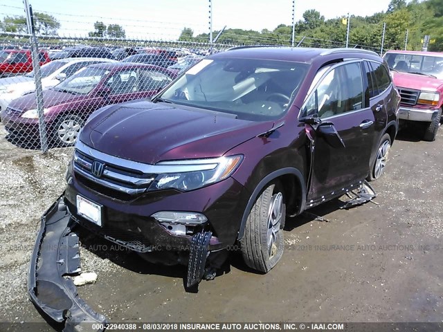 5FNYF6H90HB070585 - 2017 HONDA PILOT TOURING MAROON photo 2