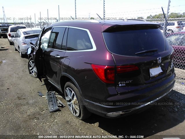 5FNYF6H90HB070585 - 2017 HONDA PILOT TOURING MAROON photo 3