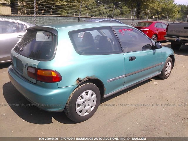 2HGEH2469PH525395 - 1993 HONDA CIVIC DX GREEN photo 4