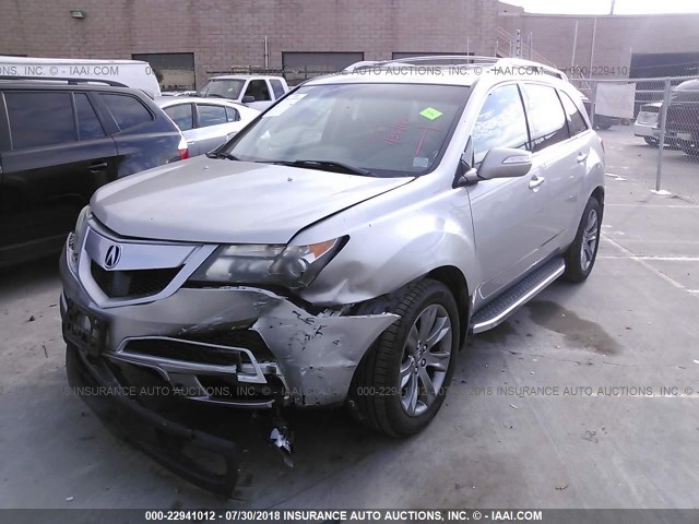 2HNYD2H71AH507937 - 2010 ACURA MDX ADVANCE SILVER photo 2