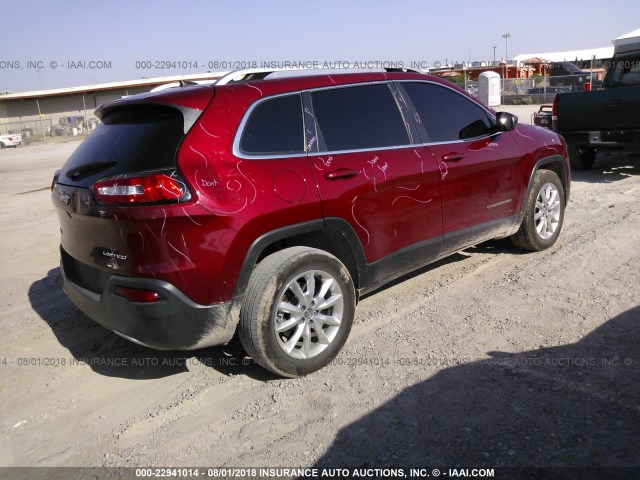 1C4PJMDB8GW169916 - 2016 JEEP CHEROKEE LIMITED RED photo 4