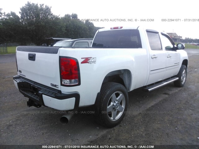 1GT125C8XBF174431 - 2011 GMC SIERRA K2500 DENALI WHITE photo 4