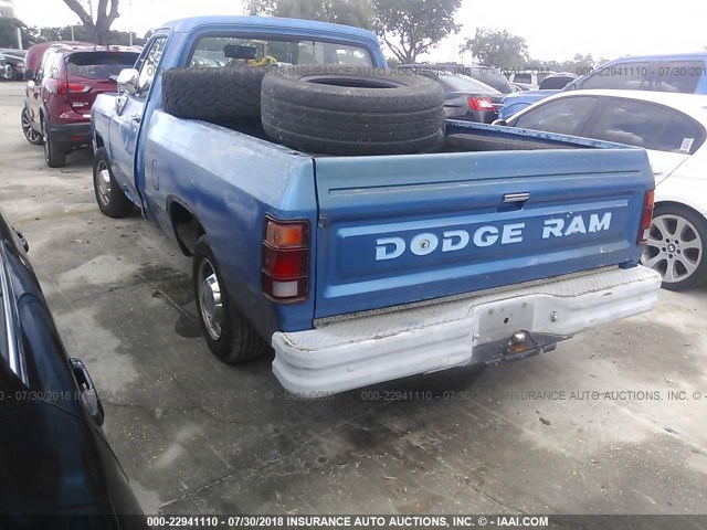 1B7GE16X0PS258608 - 1993 DODGE D-SERIES D150 BLUE photo 3