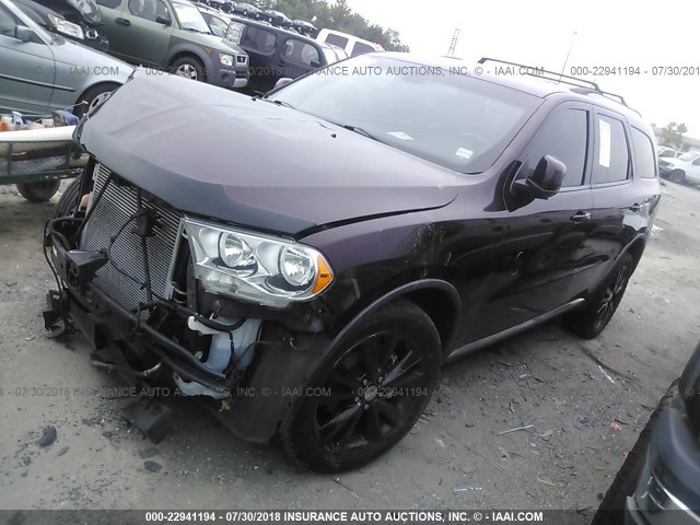 1C4RDJDG3CC144699 - 2012 DODGE DURANGO CREW MAROON photo 2