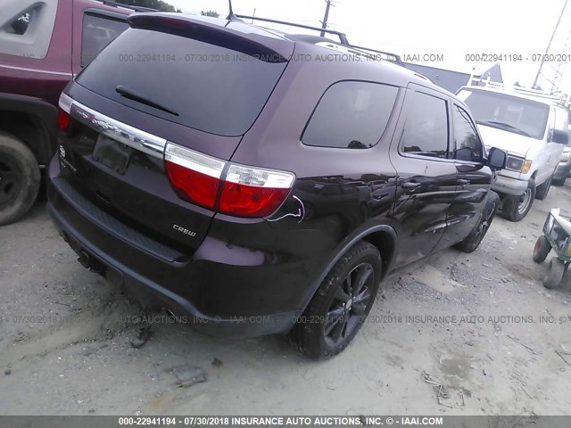 1C4RDJDG3CC144699 - 2012 DODGE DURANGO CREW MAROON photo 4