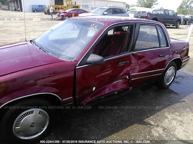 1G3NL54U3MM049344 - 1991 OLDSMOBILE CUTLASS CALAIS  RED photo 6