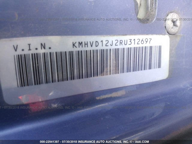 KMHVD12J2RU312697 - 1994 HYUNDAI EXCEL BLUE photo 9