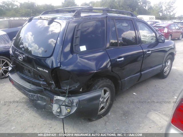 KM8SC73E54U596586 - 2004 HYUNDAI SANTA FE GLS/LX Dark Blue photo 4