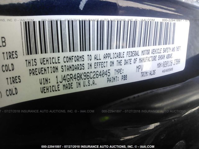 1J4GR48K96C264045 - 2006 JEEP GRAND CHEROKEE LAREDO/COLUMBIA/FREEDOM 深蓝色 照片 9