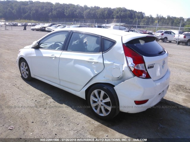 KMHCU5AE7EU164107 - 2014 HYUNDAI ACCENT GLS/SE WHITE photo 3