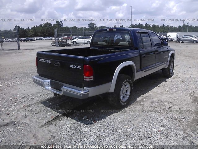 1B7HG2AN01S293716 - 2001 DODGE DAKOTA QUAD BLUE photo 4