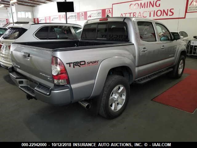 3TMJU4GN0FM190292 - 2015 TOYOTA TACOMA DOUBLE CAB PRERUNNER SILVER photo 4