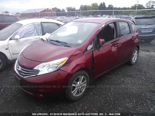 3N1CE2CPXEL428609 - 2014 NISSAN VERSA NOTE S/S PLUS/SV/SL RED photo 2