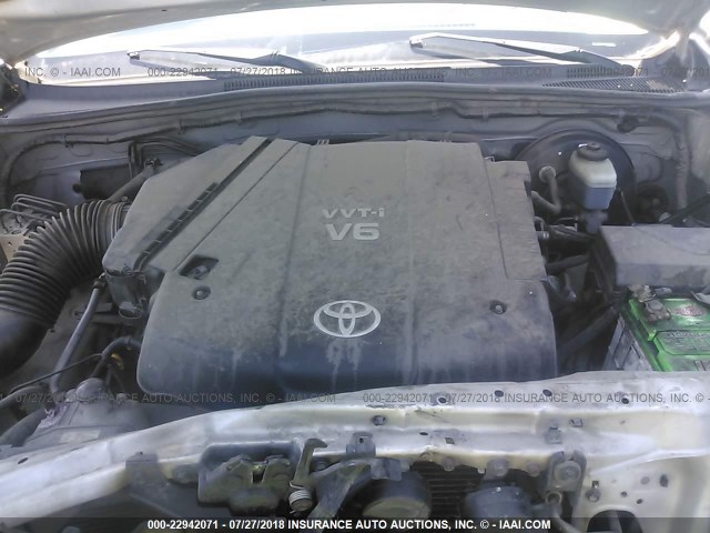 5TEJU62N67Z323211 - 2007 TOYOTA TACOMA DOUBLE CAB PRERUNNER SILVER photo 10