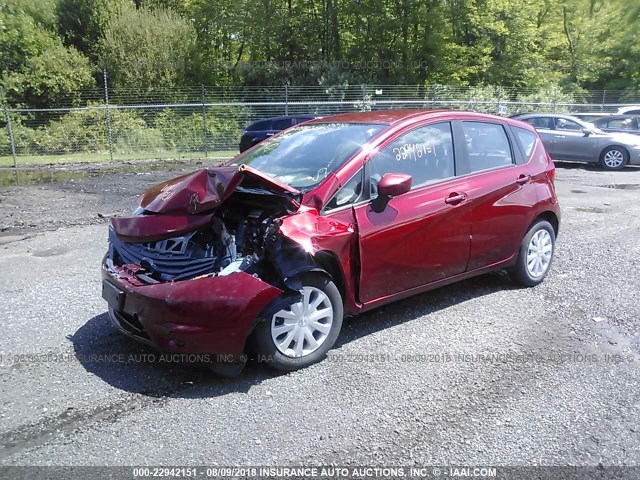 3N1CE2CP2GL405537 - 2016 NISSAN VERSA NOTE S/S PLUS/SV/SL/SR RED photo 2