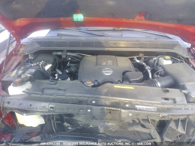 1N6BA0EC2EN520331 - 2014 NISSAN TITAN S/SV/SL/PRO-4X წითელი ფოტო 10