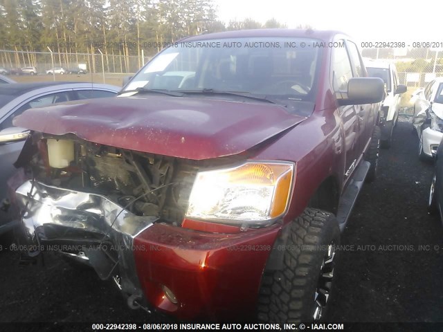 1N6BA0EC2EN520331 - 2014 NISSAN TITAN S/SV/SL/PRO-4X წითელი ფოტო 2