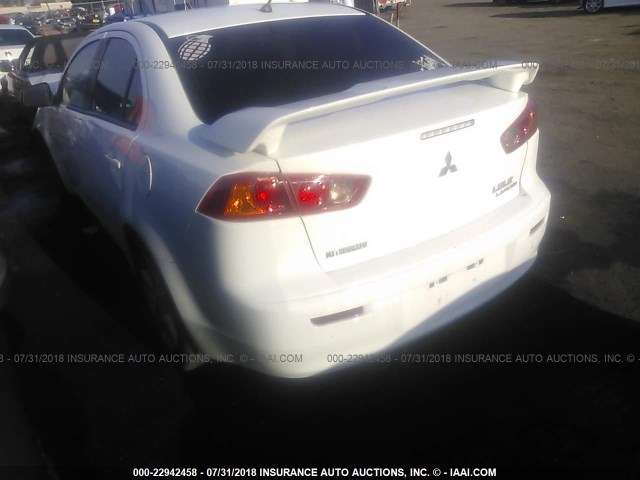 JA3AU26U59U007688 - 2009 MITSUBISHI LANCER ES/ES SPORT WHITE photo 3