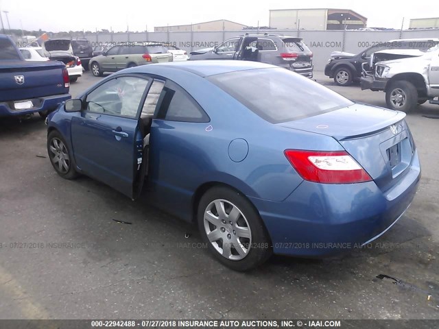 2HGFG12697H580739 - 2007 HONDA CIVIC LX BLUE photo 3