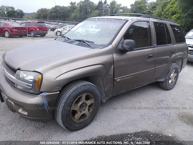 1GNDT13S122495352 - 2002 CHEVROLET TRAILBLAZER  BROWN photo 2