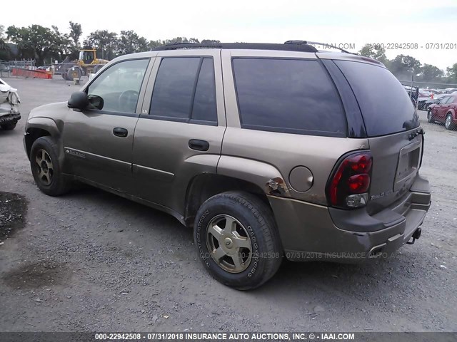 1GNDT13S122495352 - 2002 CHEVROLET TRAILBLAZER  BROWN photo 3