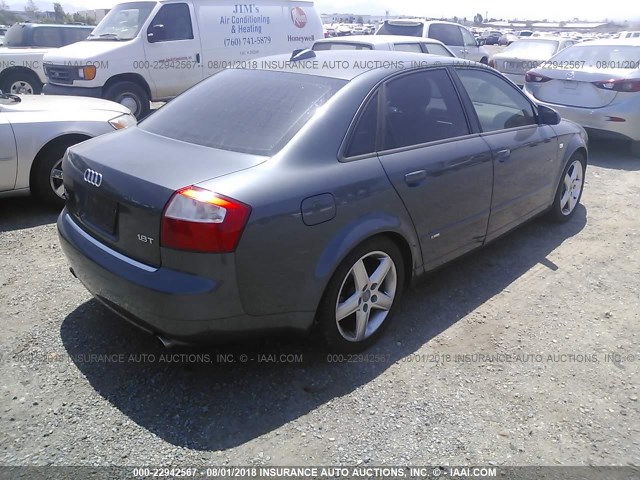 WAUJC68EX4A203635 - 2004 AUDI A4 1.8T GRAY photo 4