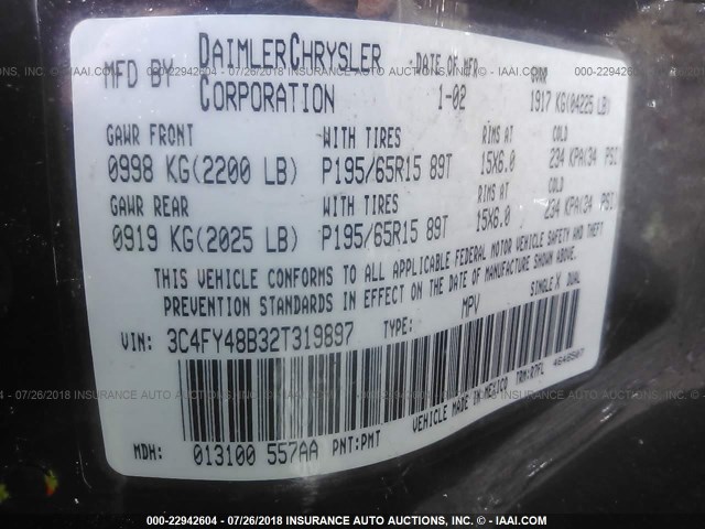 3C4FY48B32T319897 - 2002 CHRYSLER PT CRUISER CLASSIC 勃艮第红 照片 9