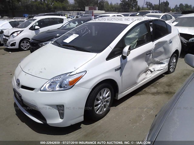 JTDKN3DP9E3064398 - 2014 TOYOTA PRIUS PLUG-IN  WHITE photo 2