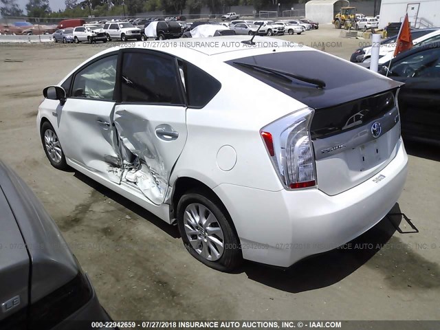 JTDKN3DP9E3064398 - 2014 TOYOTA PRIUS PLUG-IN  WHITE photo 3